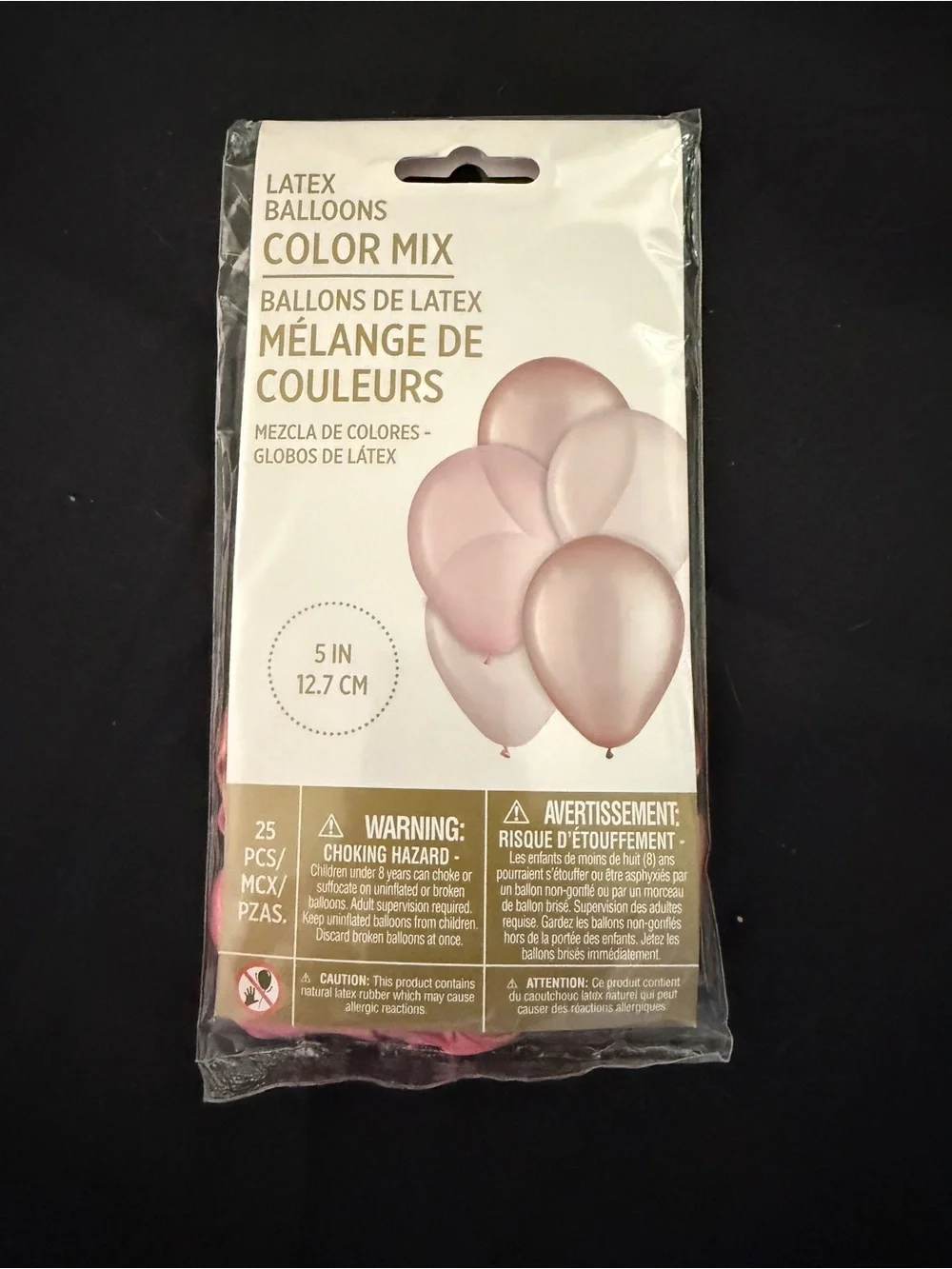 Color Mix Pink Latex Balloons - Pack of 25- 5”